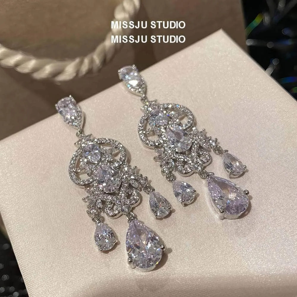 Diamond Imitation Crystal Chandelier Teardrop Statement Earrings
