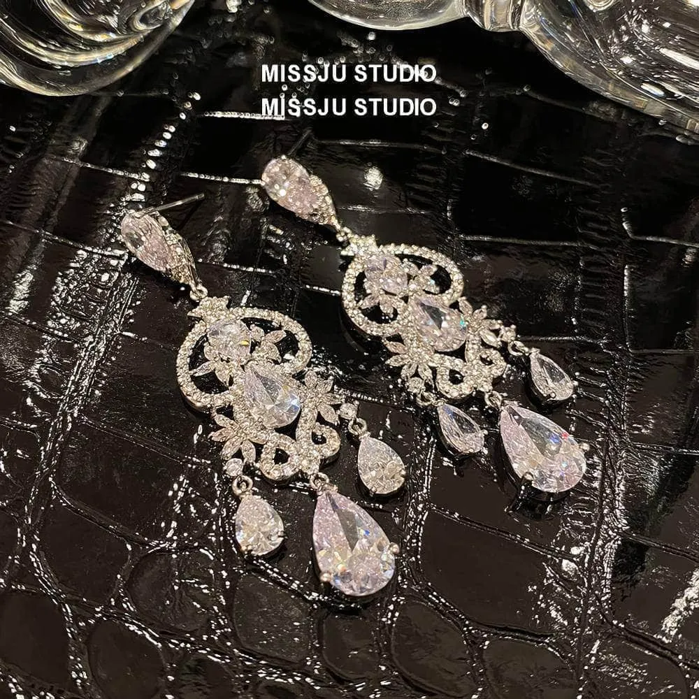 Diamond Imitation Crystal Chandelier Teardrop Statement Earrings