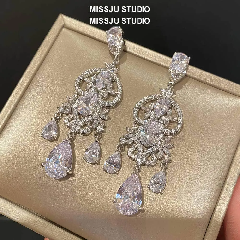 Diamond Imitation Crystal Chandelier Teardrop Statement Earrings