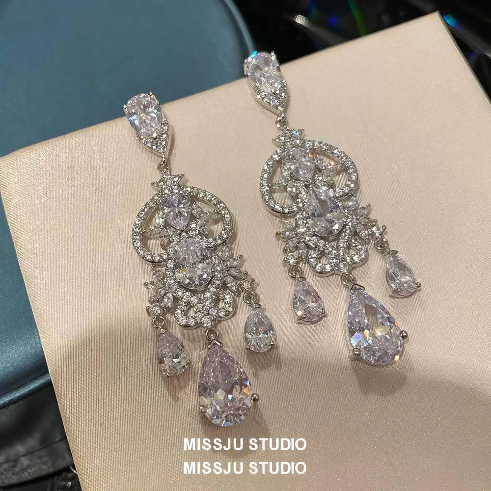 Diamond Imitation Crystal Chandelier Teardrop Statement Earrings