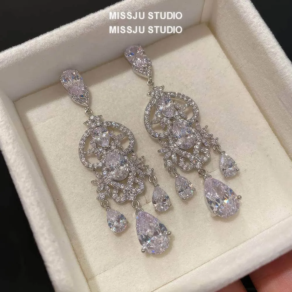 Diamond Imitation Crystal Chandelier Teardrop Statement Earrings