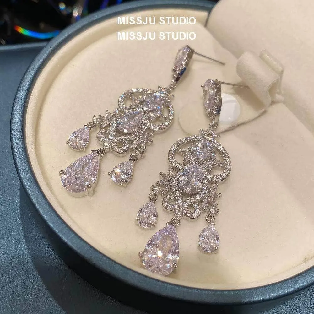 Diamond Imitation Crystal Chandelier Teardrop Statement Earrings