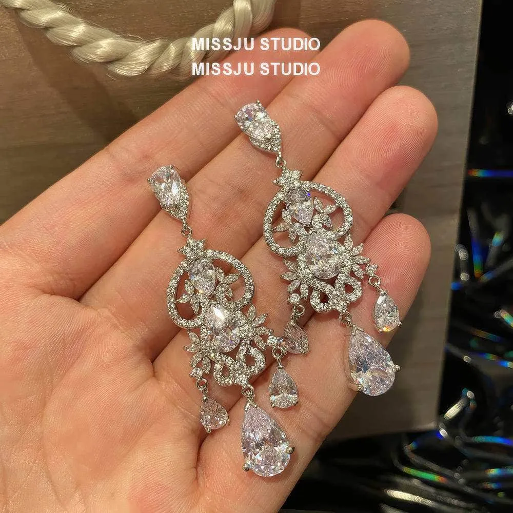 Diamond Imitation Crystal Chandelier Teardrop Statement Earrings