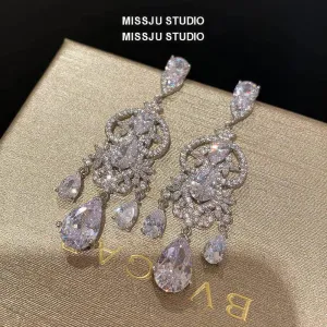 Diamond Imitation Crystal Chandelier Teardrop Statement Earrings