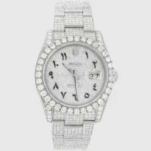Diamond Rolex DateJust 36mm Stainless Steel Arabic Dial Watch