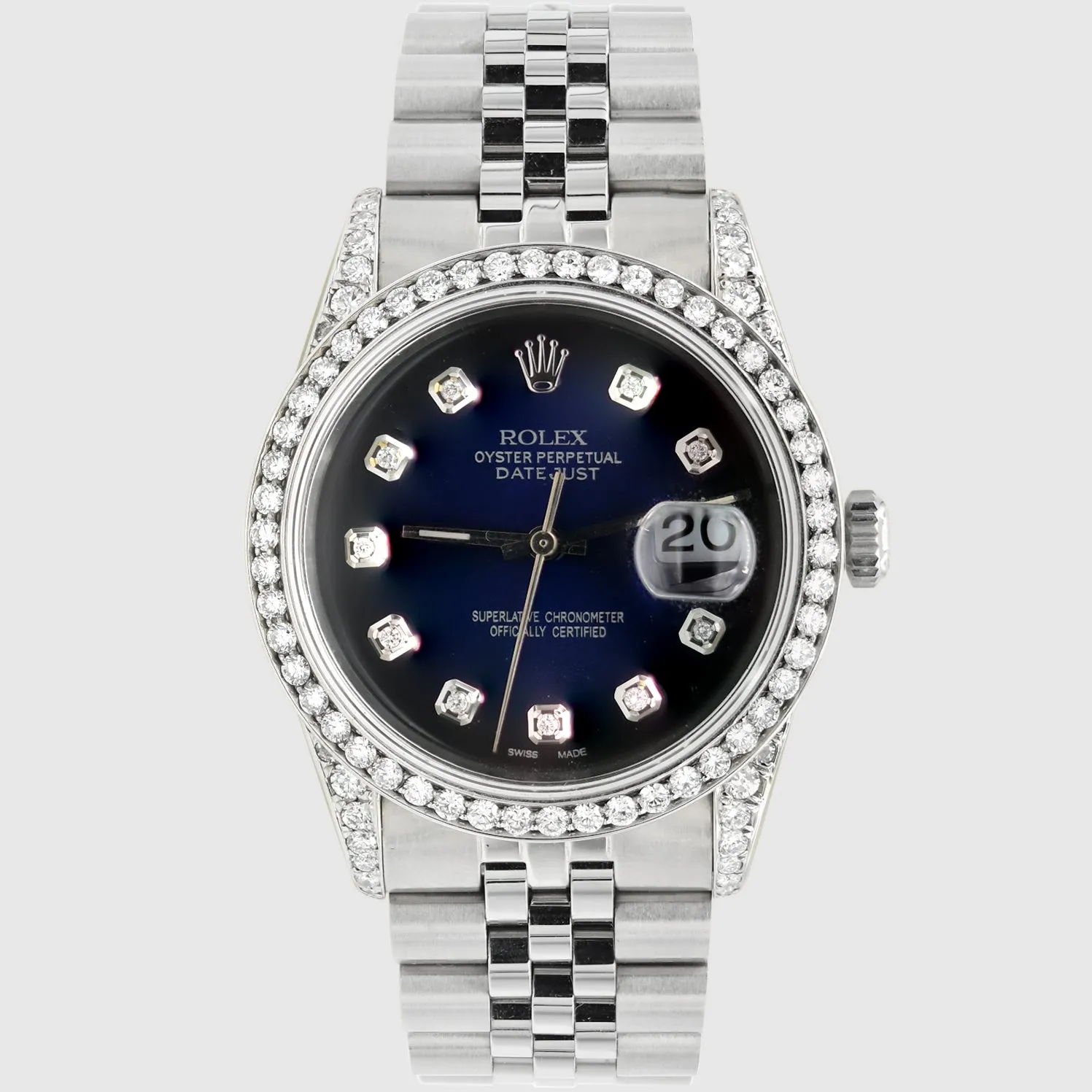 Diamond Rolex DateJust 36mm Stainless Steel Blue Dial