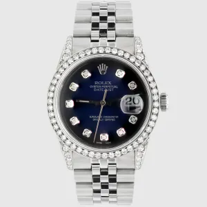 Diamond Rolex DateJust 36mm Stainless Steel Blue Dial