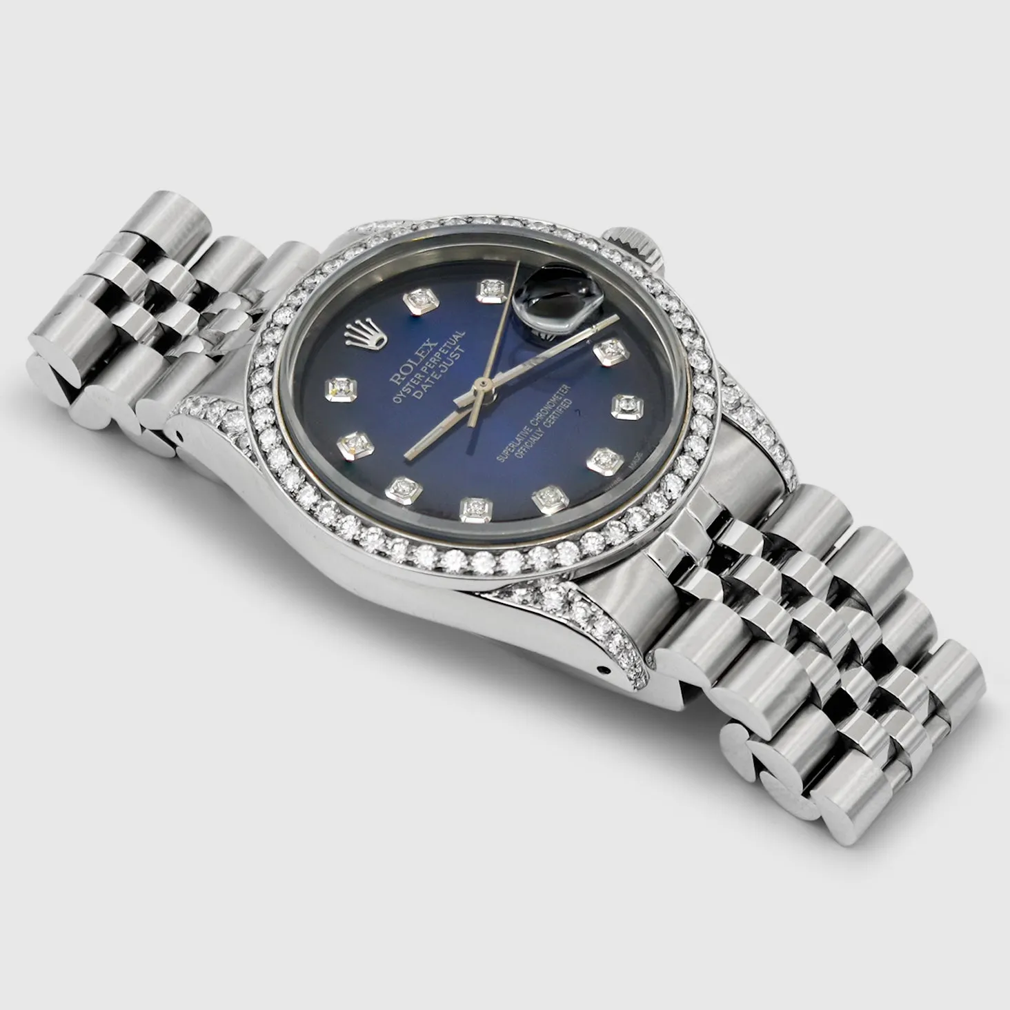 Diamond Rolex DateJust 36mm Stainless Steel Blue Dial