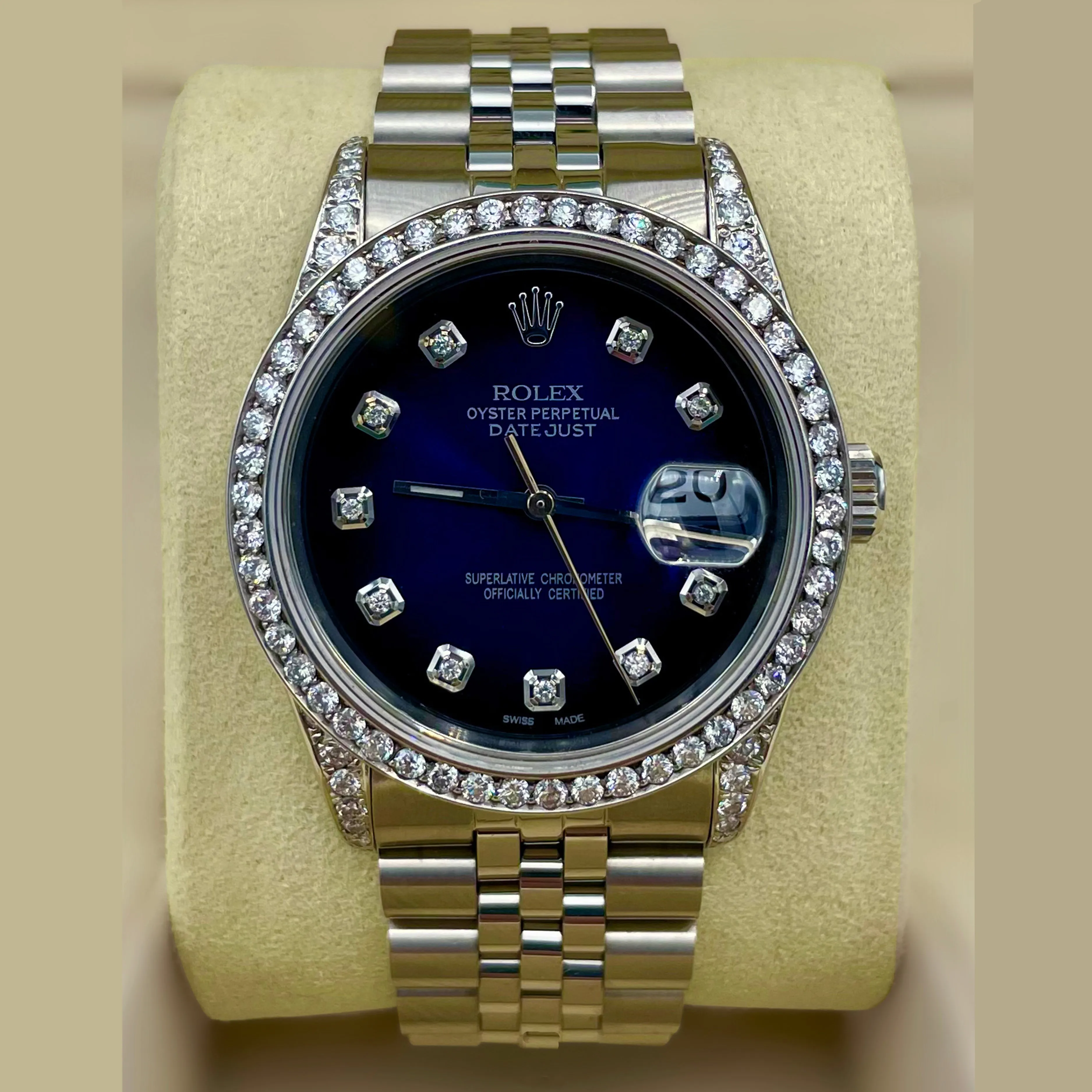 Diamond Rolex DateJust 36mm Stainless Steel Blue Dial