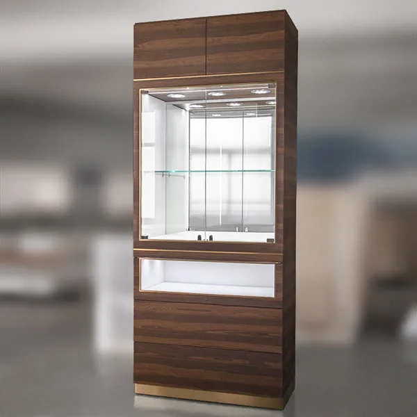DM140 Custom Lighting Wall Display Cabinet with Back Mirror