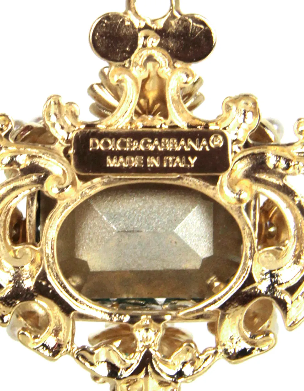 Dolce & Gabbana Faux Pearl & Green Crystal Chandelier Earrings