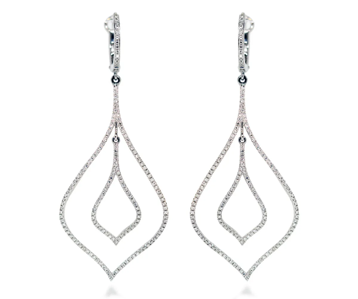 Double Drop Diamond Statement Chandelier Earrings