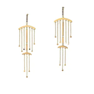 Double fringe, chandelier earrings