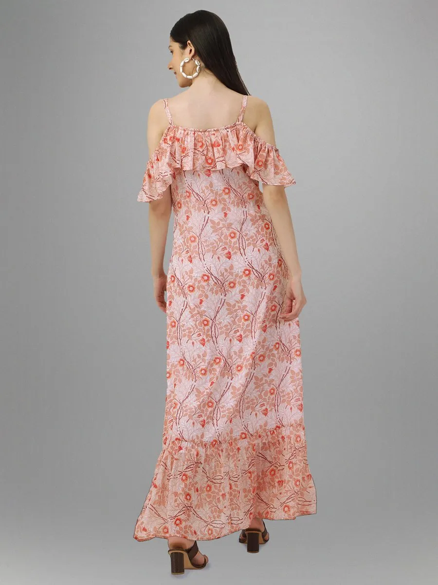 dresses for Women western wear Peach Maxi Dress