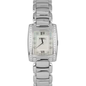 Ebel Brasilia Stainless Steel MOP Diamond Dial Bezel 24mm Quartz Watch EB 9976M2