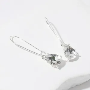 Elegant Clear Teardrop Dangle Pageant Earrings | Formal Earrings |  651901