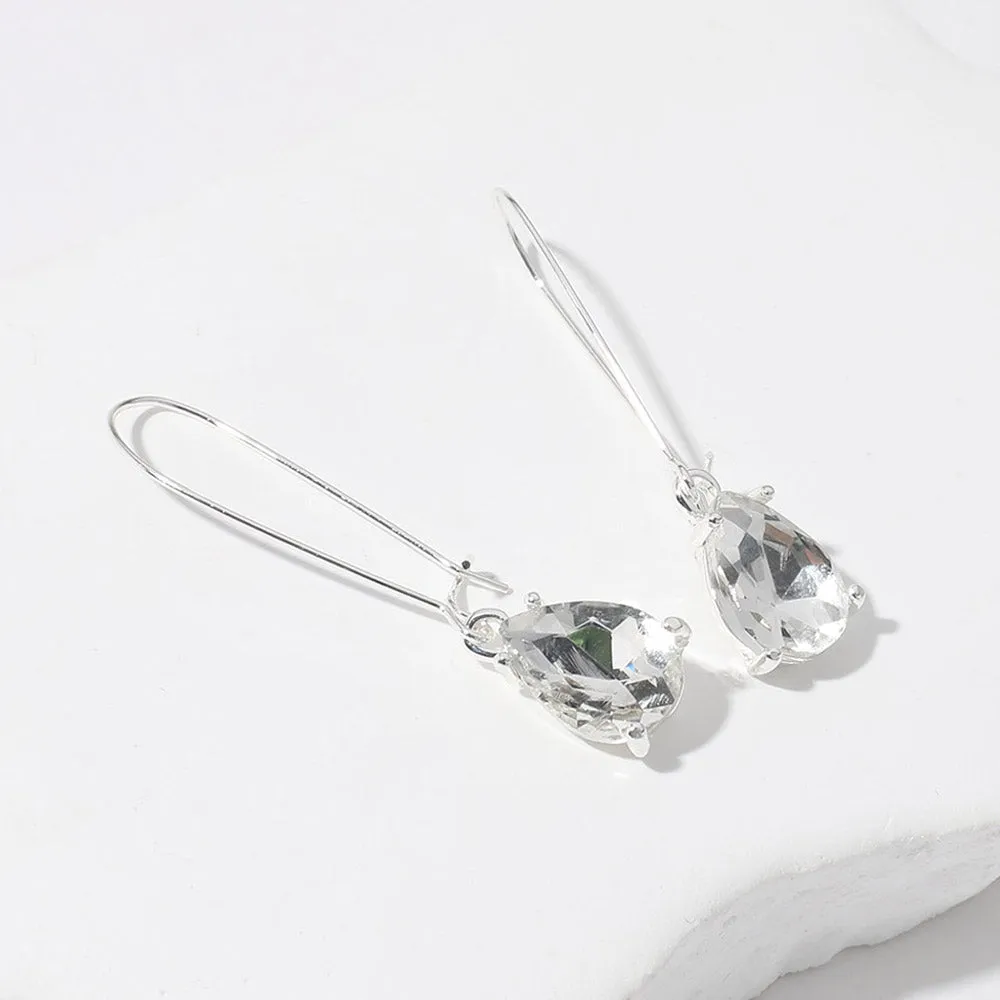 Elegant Clear Teardrop Dangle Pageant Earrings | Formal Earrings |  651901