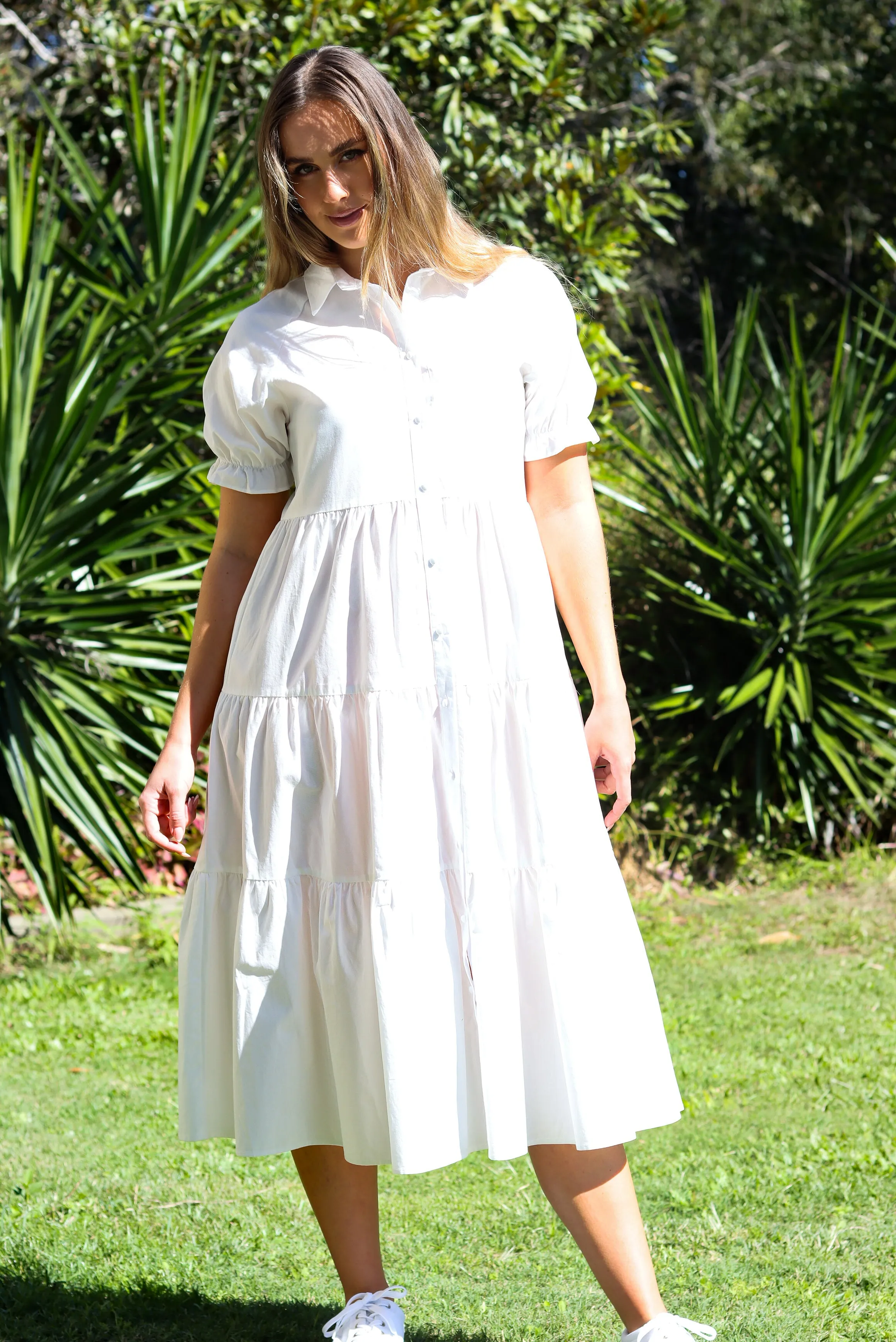 Emberly White Midi Dress