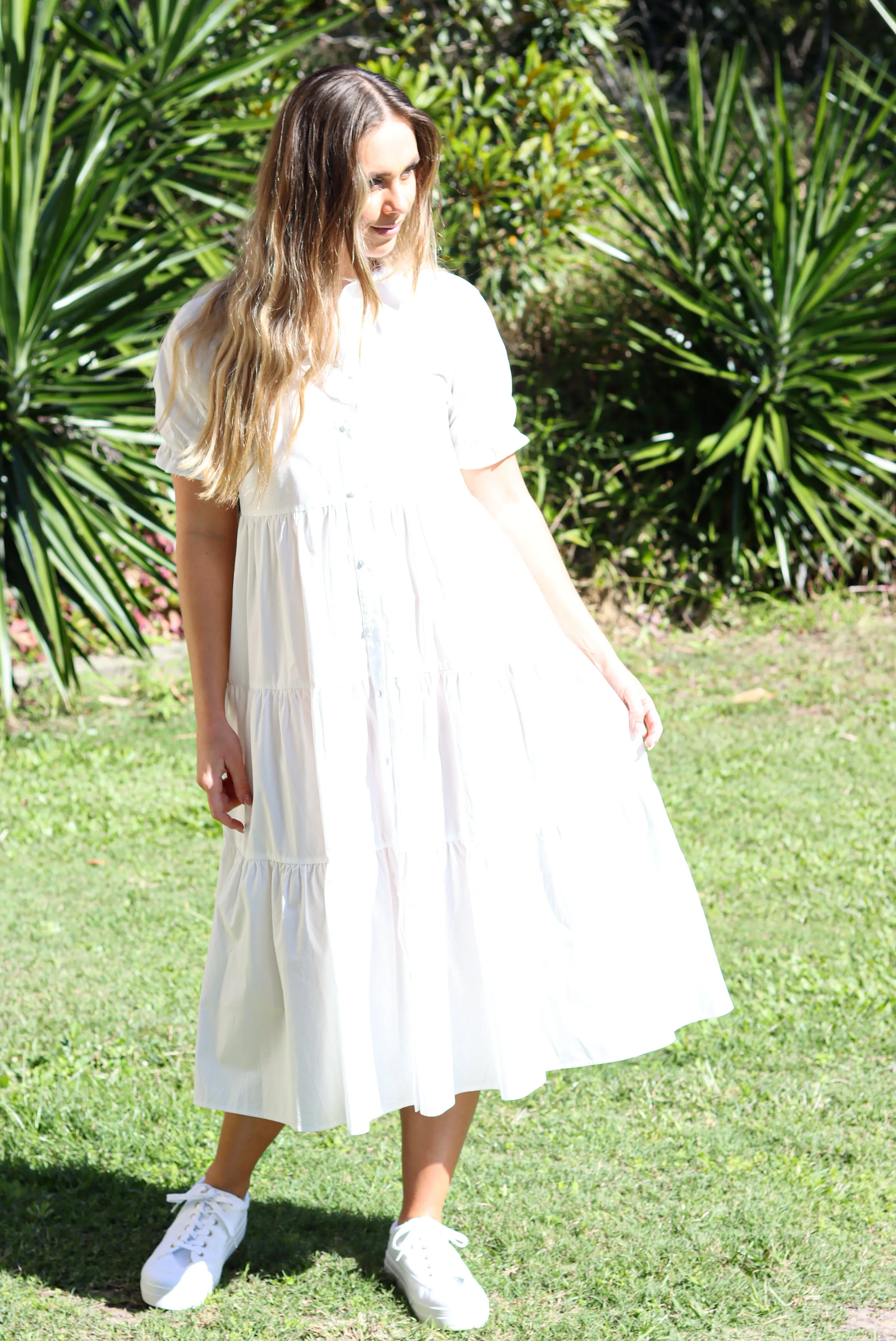 Emberly White Midi Dress