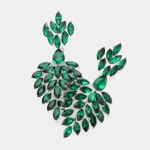 Emerald Marquise Cluster Stone Chandelier Earrings | Pageant Earrings | Prom Earrings |  604683