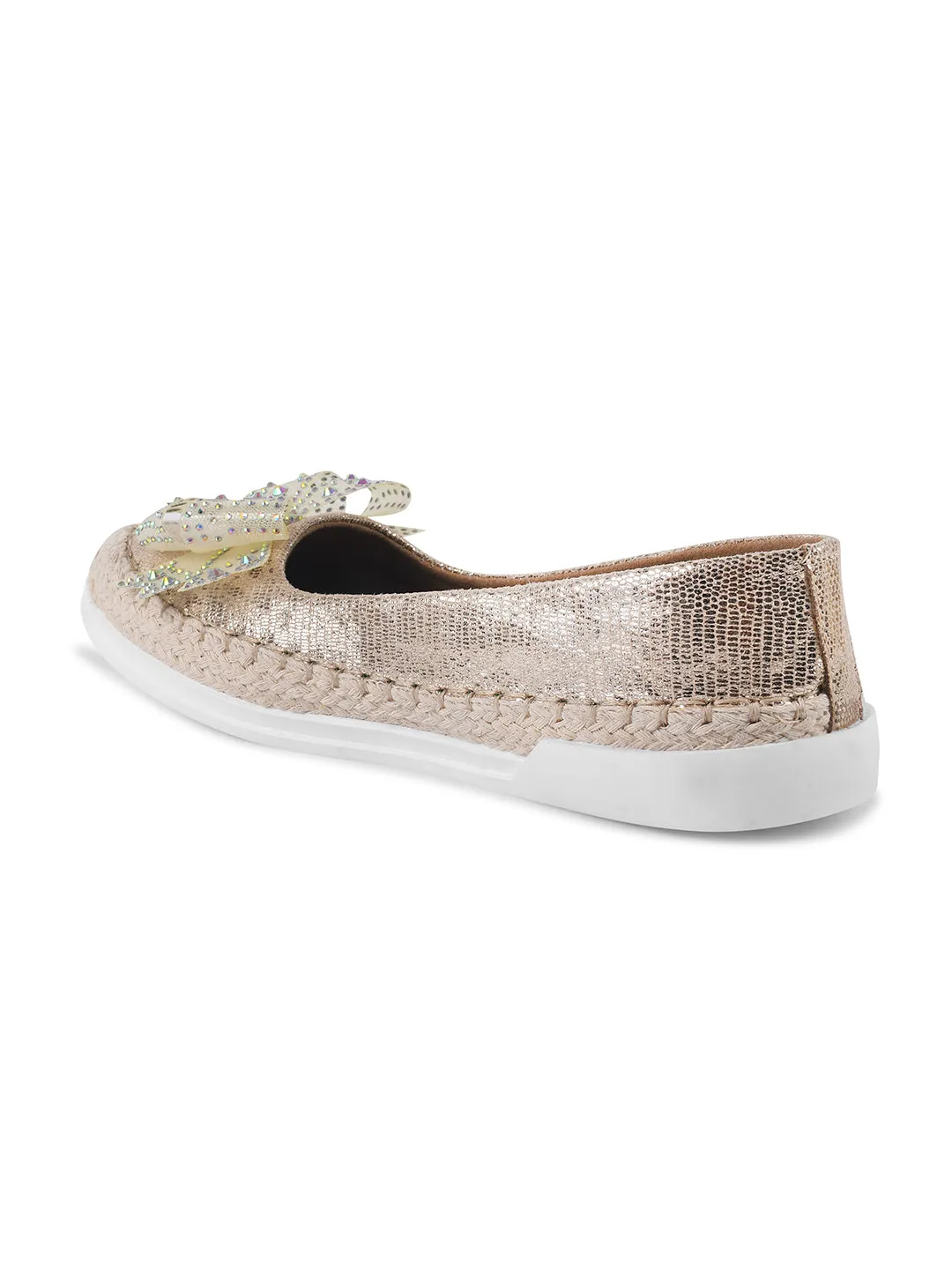 Espadrille Flats with Rhinestone Bow Detail