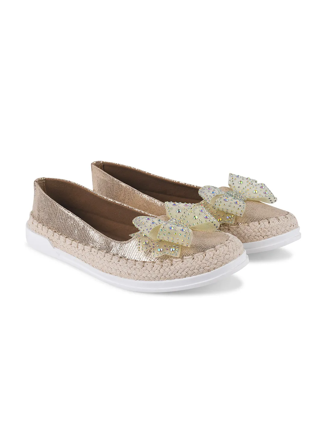 Espadrille Flats with Rhinestone Bow Detail