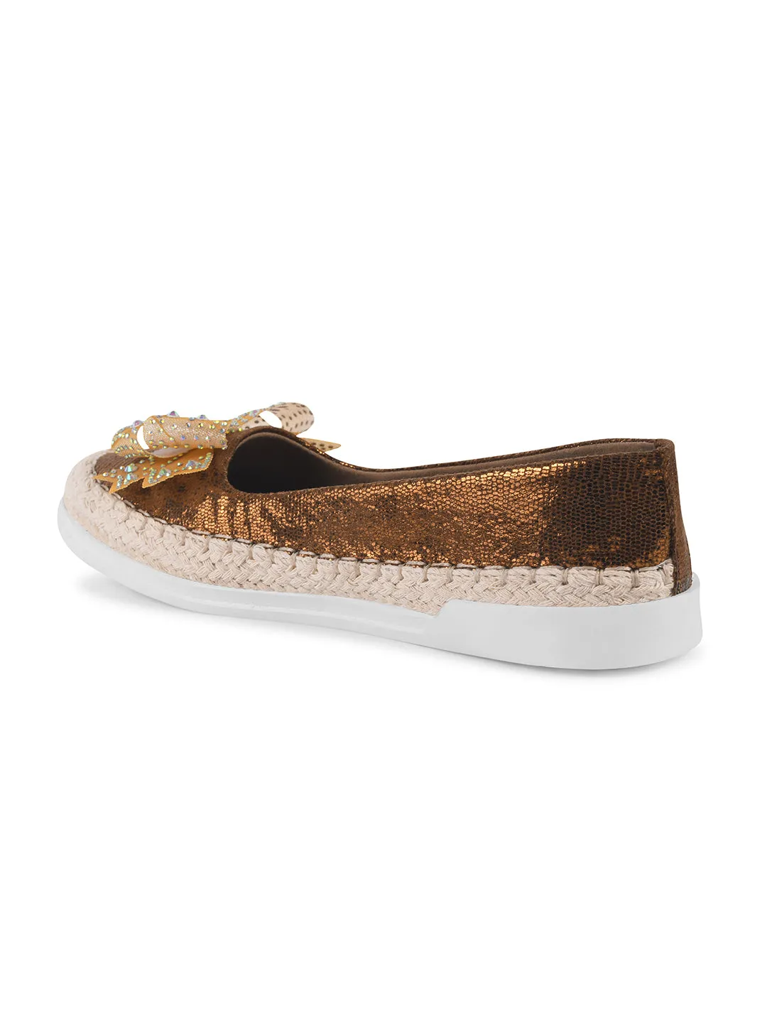Espadrille Flats with Rhinestone Bow Detail