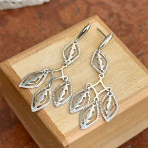 Estate 14KT White Gold Diamond-Cut Chandelier Cutout Earrings Dangle Drop