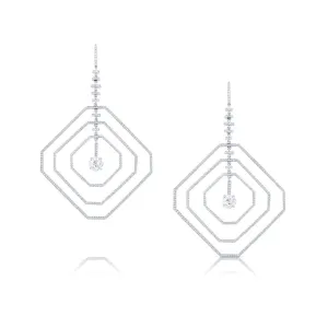 Estate Platinum 4.22ctw Asscher Cut Diamond Earrings, GIA Certified