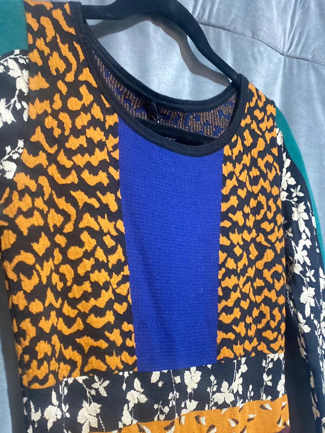ETRO Multicolor Longsleeve Fit and Flare Pleated Bottom Knit Dress