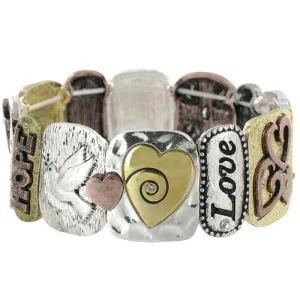 Faith Tri-Tone Stretch Bracelet