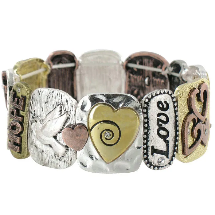 Faith Tri-Tone Stretch Bracelet