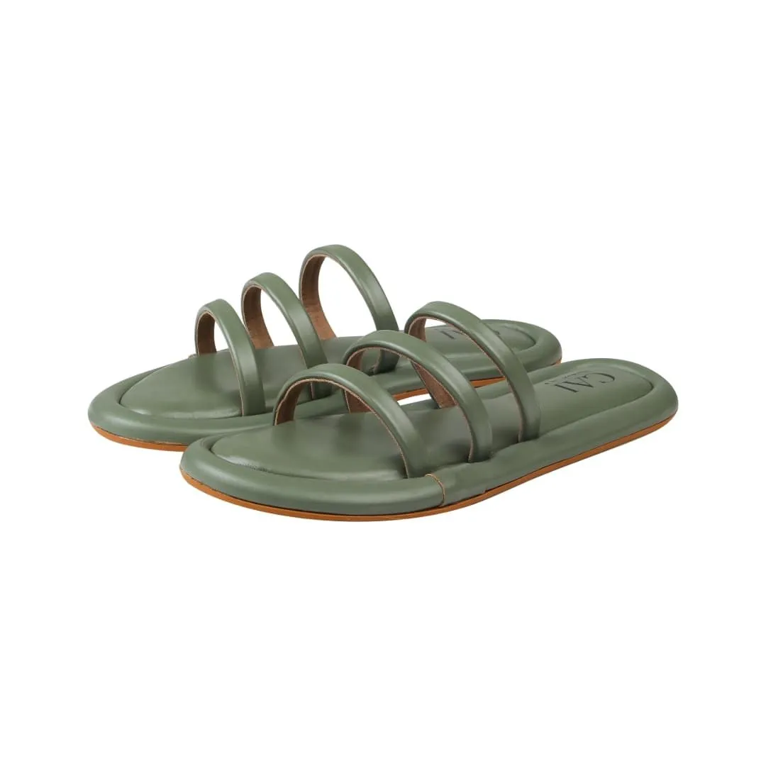 Fluffy Trio Straps Green Flats
