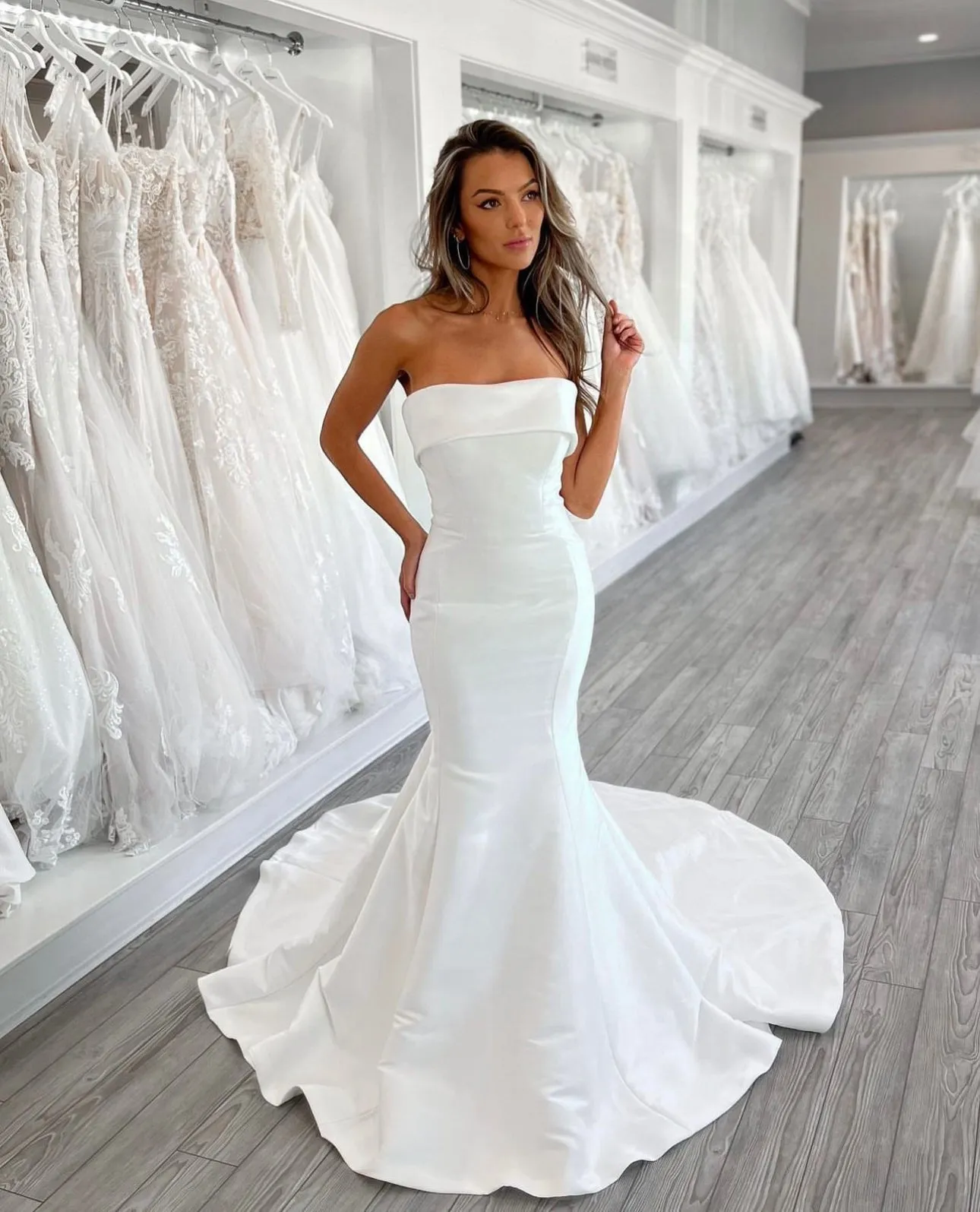 Fold Strapless Fit&Flare Bridal Dress for 2023 Wedding