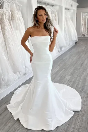 Fold Strapless Fit&Flare Bridal Dress for 2023 Wedding