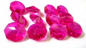 Fuchsia Pink 14mm Octagon Beads Chandelier Crystals 2 Holes