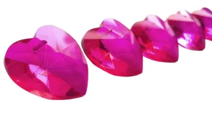 Fuchsia Pink Heart Chandelier Crystals 28mm Pack of 5