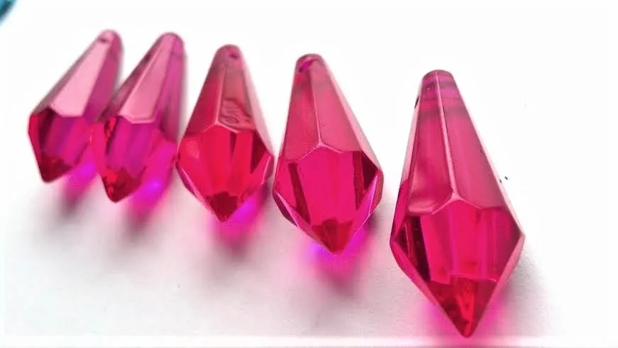 Fuchsia Pink Icicle Chandelier Crystals, Pack of 5 Pendants