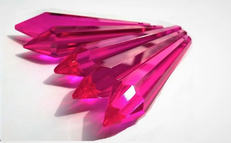 Fuchsia Pink Icicle Chandelier Crystals, Pack of 5 Pendants
