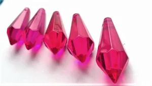 Fuchsia Pink Icicle Chandelier Crystals, Pack of 5 Pendants
