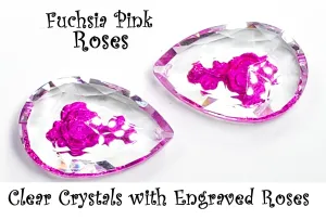 Fuchsia Pink Rose Teardrop Prism, 50mm Chandelier Crystals, Pack of 5