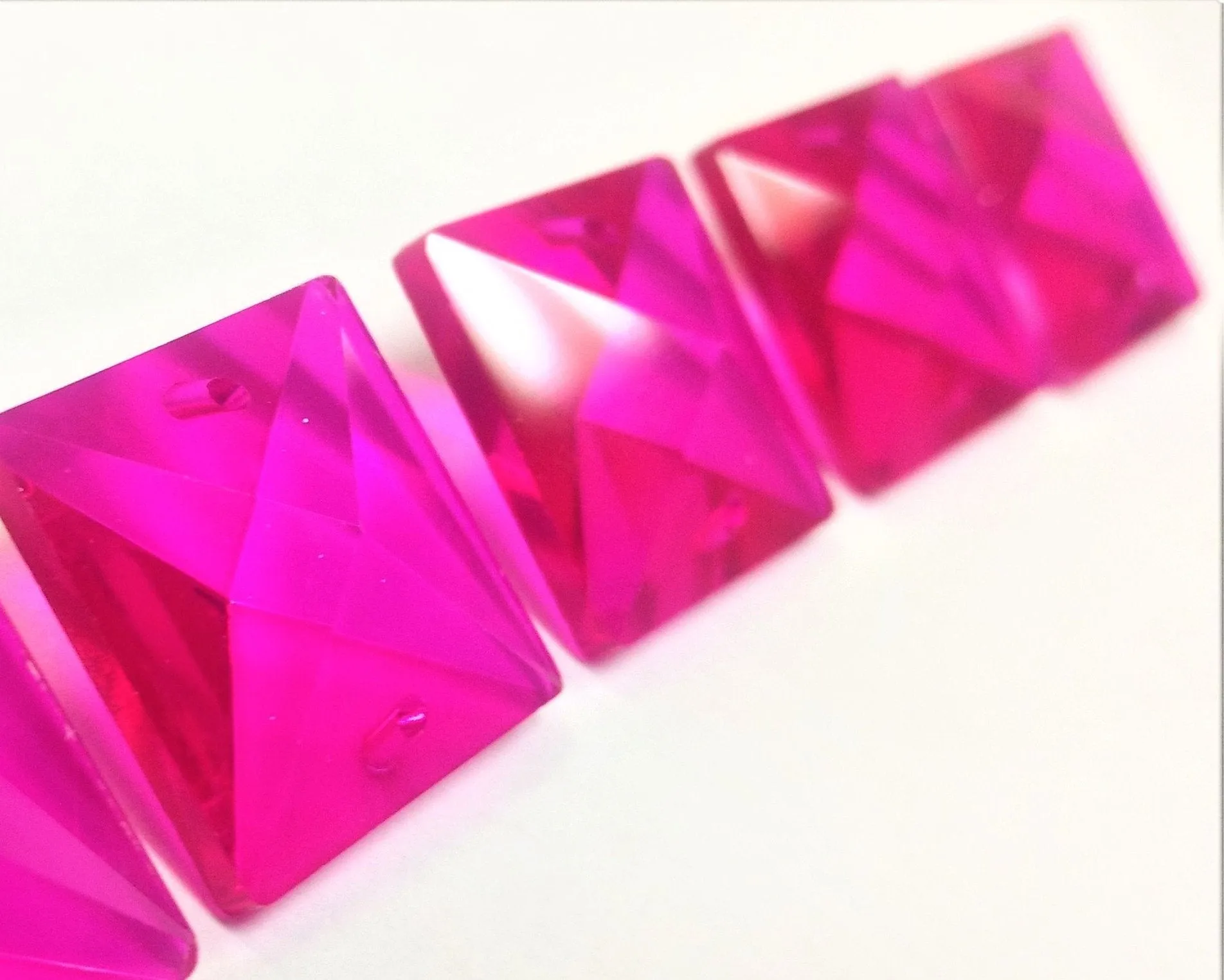 Fuchsia Pink Square 22mm Chandelier Crystals Glass Beads