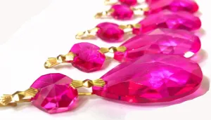 Fuchsia Pink Teardrop Chandelier Crystals Ornament