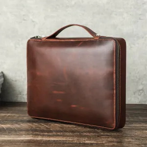 Full Grain Leather Travel Cable Organizer Bag Travel Electronics Accessories Bag Leather Tech Organizer