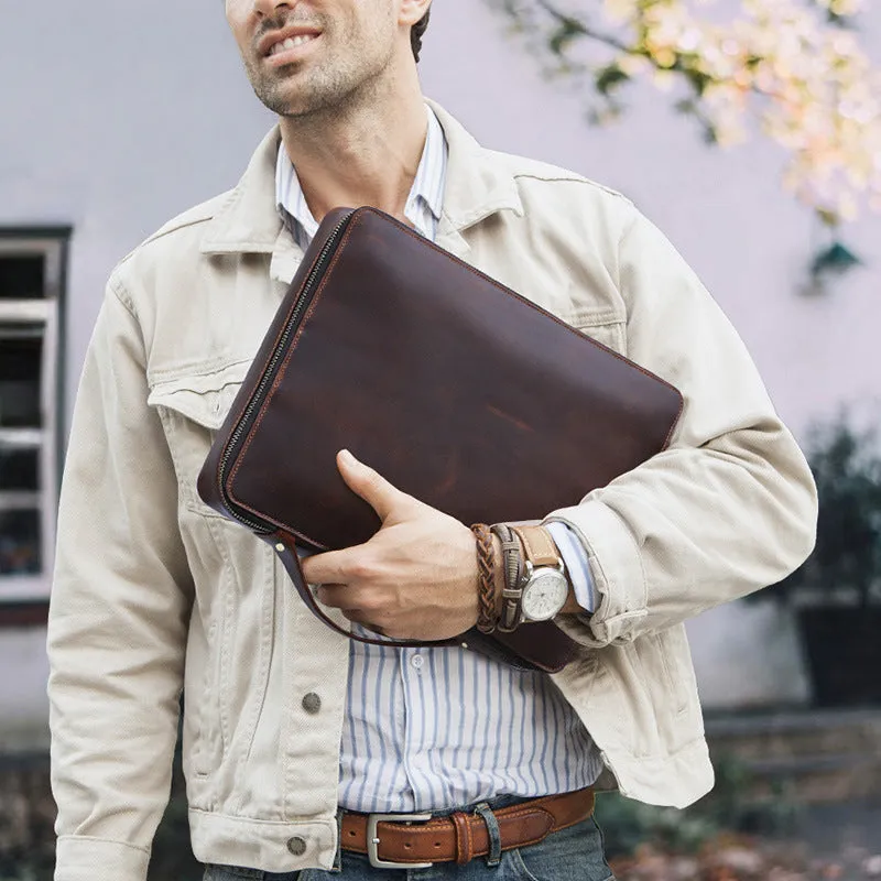 Full Grain Leather Travel Cable Organizer Bag Travel Electronics Accessories Bag Leather Tech Organizer