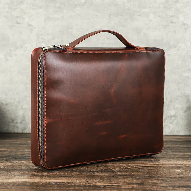 Full Grain Leather Travel Cable Organizer Bag Travel Electronics Accessories Bag Leather Tech Organizer