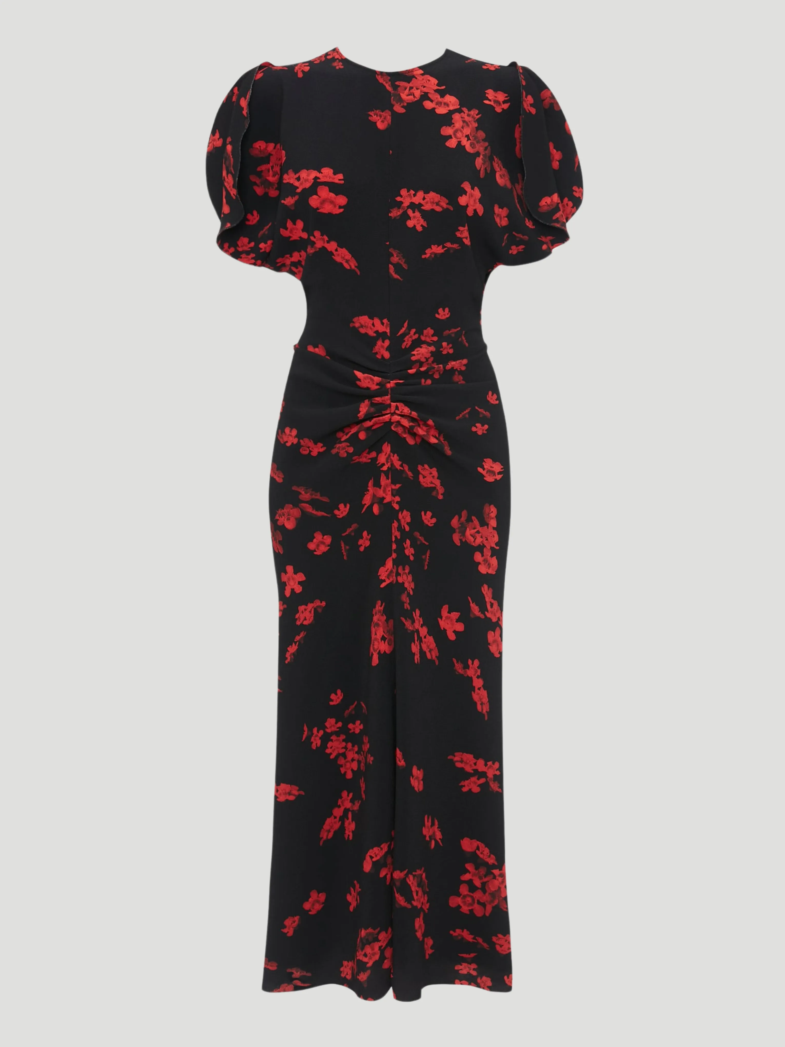 Gathered Waist Floral Midi Dress