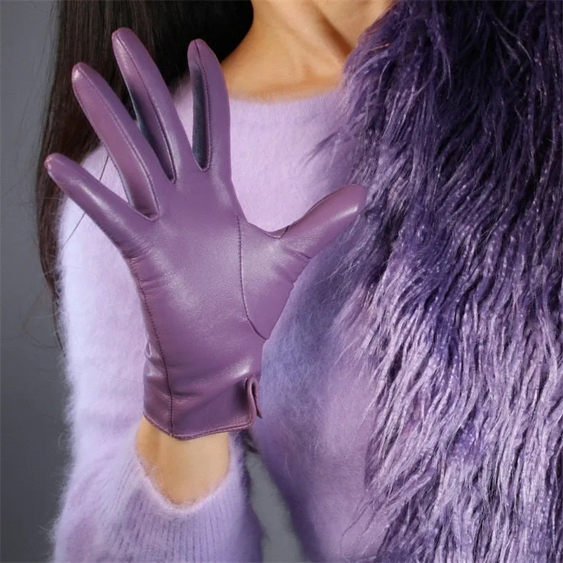 Genuine Color leather Short Gloves Touch Screen (25cm)
