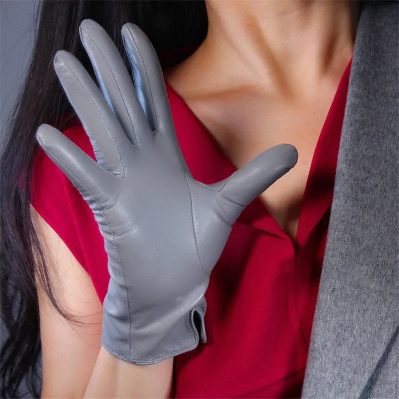 Genuine Color leather Short Gloves Touch Screen (25cm)