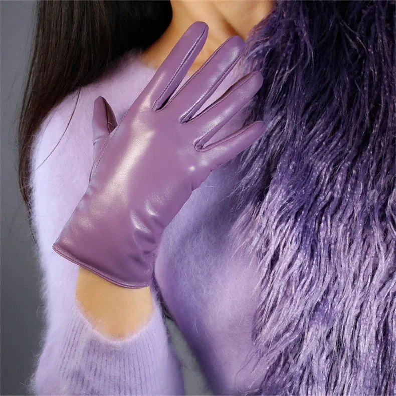Genuine Color leather Short Gloves Touch Screen (25cm)